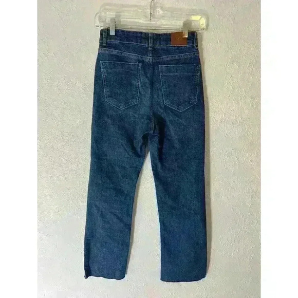 Zara Women Sz 2 High Rise Straight Fray Hem Ankle Jeans Mid Blue - Picture 4 of 9